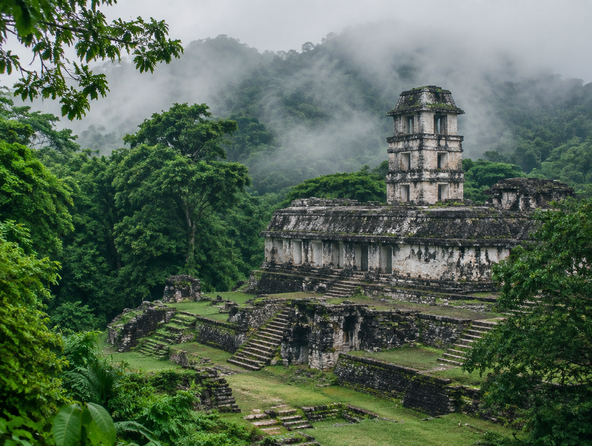 Templo maya de Palenque entre la selva