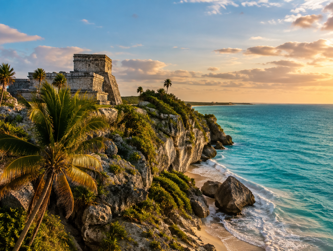 Ruinas de Tulum sobre el mar turquesa
